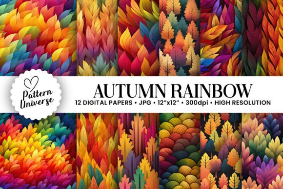 Download Autumn Rainbow Pattern Digital Papers - Pattern Collection