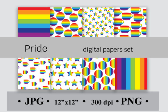 Download Pride Digital Paper Set, Rainbow Pattern - Pattern Collection