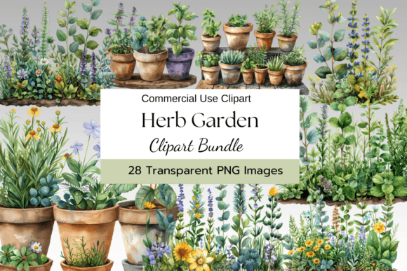 Download Herb Garden Watercolor Clipart - Premium Bundle