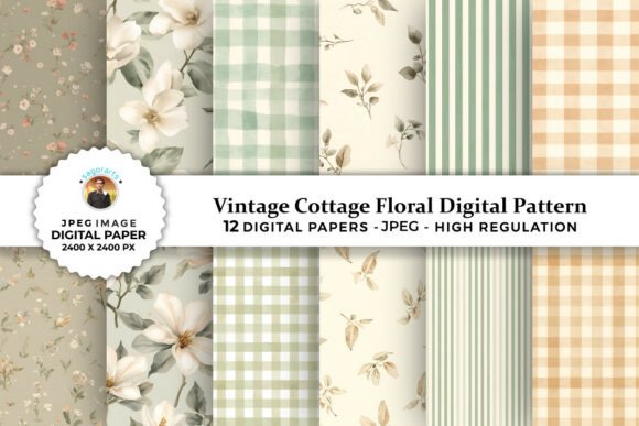 Download Vintage Cottage Floral Digital Patterns - Pattern Collection