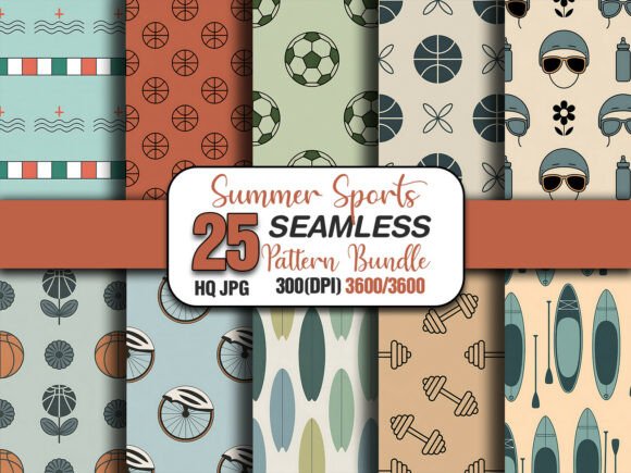 Download Summer Sports Seamless Pattern Bundle - Pattern Collection