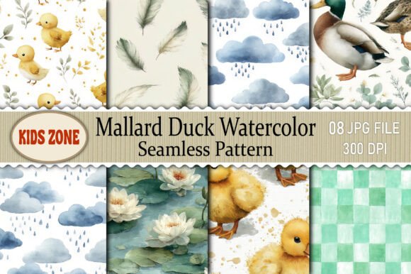 Download Mallard Duck Watercolor Seamless Pattern - Pattern Collection