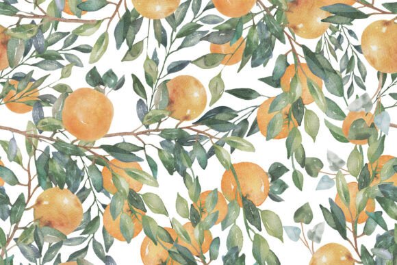 Download Watercolor Oranges Handmade PNG Pattern - Pattern Collection