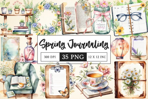 Download Watercolor Spring Journaling Clipart - Journaling Collection