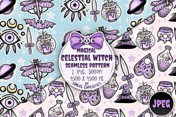 Download Celestial Witch - Seamless Pattern Pack - Pattern Collection