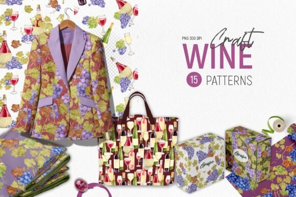 Download Craft WINE Watercolor Patterns - Pattern Collection