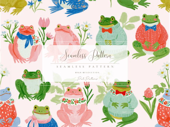 Download Cute Frog Seamless Pattern PNG - Pattern Collection
