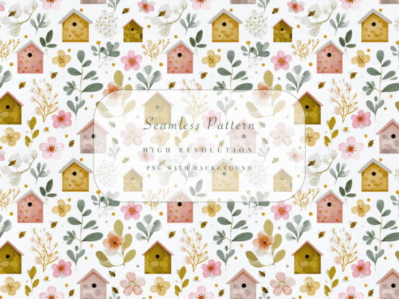 Download Bee House Seamless Pattern - Pattern Collection