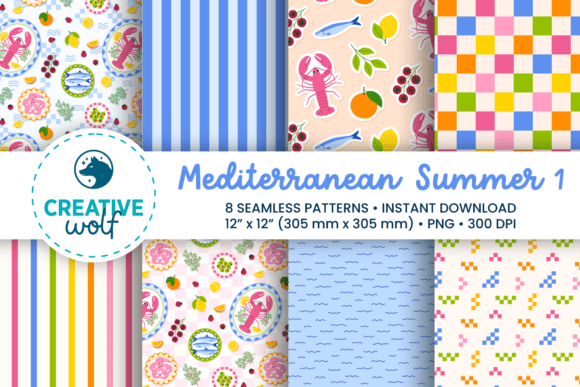 Download Mediterranean Summer Seamless Patterns 1 - Pattern Collection