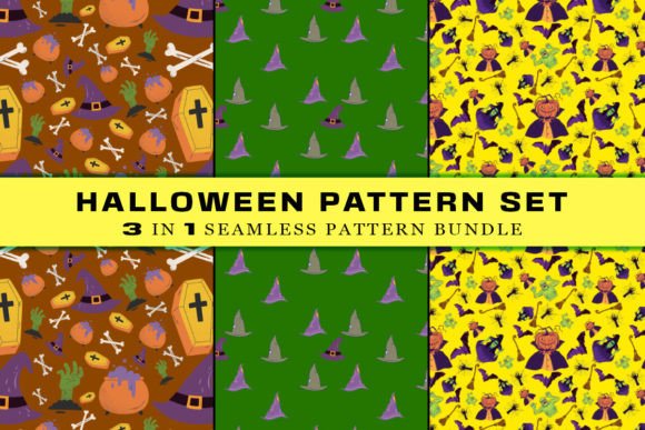 Download Happy Halloween Seamless Pattern Set - Pattern Collection