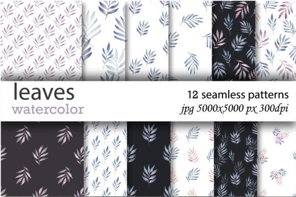 Download Abstract Leaves Watercolor Patterns - Pattern Collection