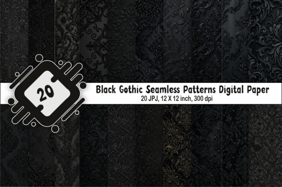 Download Black Gothic Seamless Patterns DIGITAL - Pattern Collection