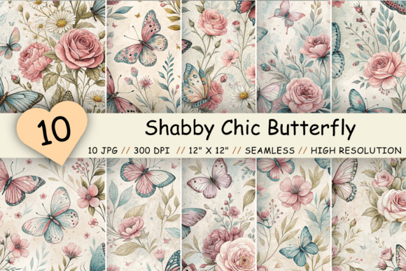 Download Shabby Chic Butterfly Seamless Patterns - Pattern Collection