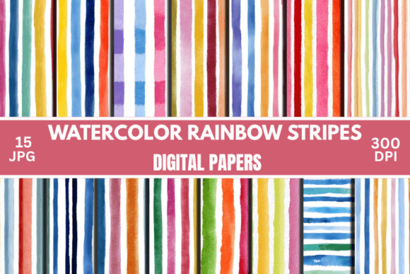 Download Watercolor Stripes Pattern Digital Paper - Pattern Collection