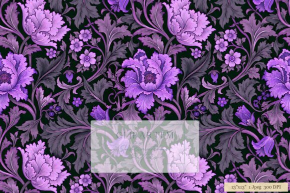 Download Purple Victorian Floral Dark Pattern - Pattern Collection