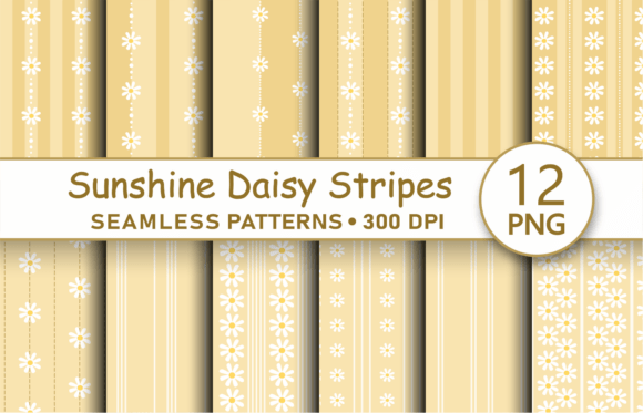 Download Sunshine Yellow Daisy Striped Patterns - Pattern Collection