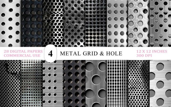 Download Industrial Metal Grid &amp; Hole Pattern Bg - Pattern Collection