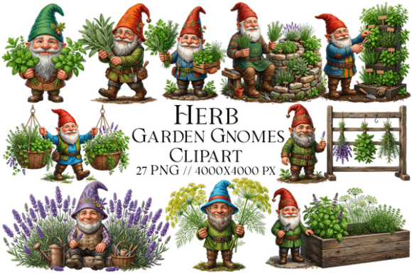 Download Herb Garden Gnomes Clipart PNG - Herb Collection