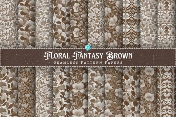 Download Floral Fantasy Brown Seamless Patterns - Pattern Collection