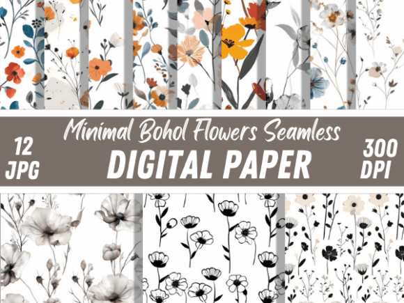 Download Minimal Boho Seamless Flowers Patterns - Pattern Collection