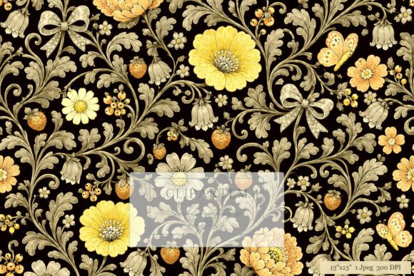 Download Gold Dark Floral Damask Black Pattern - Pattern Collection
