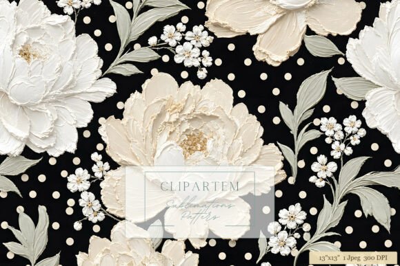 Download Black Peony Polka Dot Floral Pattern - Pattern Collection