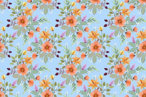 Download Orange Flowers with Green Leaf Pattern. - Pattern Collection
