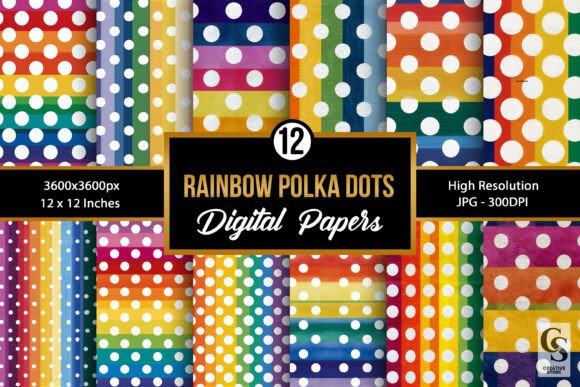 Download Rainbow White Polka Dots Pattern - Pattern Collection