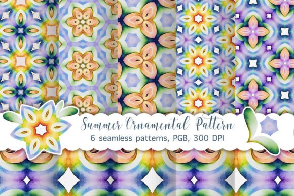 Download Summer Ornamental Watercolor Patterns - Pattern Collection