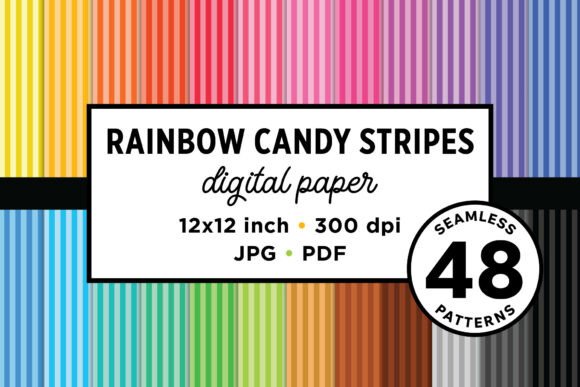 Download Rainbow Candy Stripes Seamless Patterns - Pattern Collection